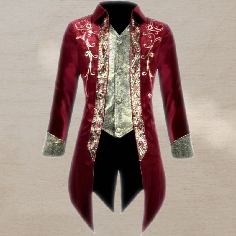 Retro-Embroidered Slim-Fit Long Coat