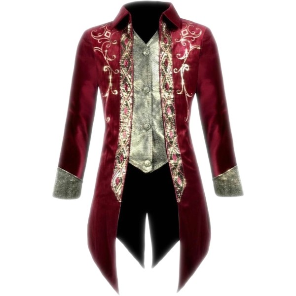 Retro-Embroidered Slim-Fit Long Coat