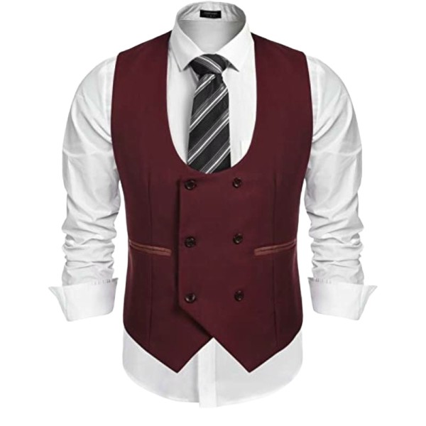 Slim-Fit Double-Breasted Business Suit Vest