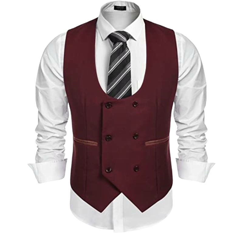Slim-Fit Double-Breasted Business Suit Vest