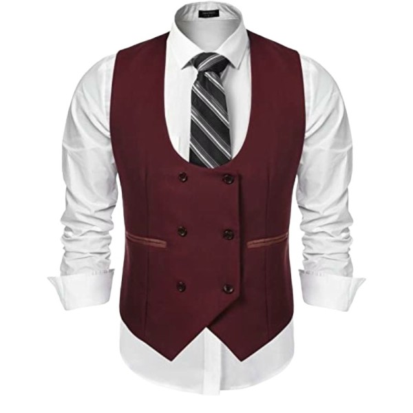 Slim-Fit Double-Breasted Business Suit Vest