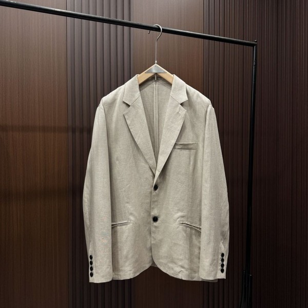 Loose-Fit Vintage Linen Suit Jacket