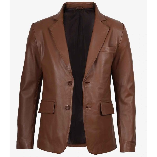 Top-Grain Cowhide Slim-Fit Business Leather Jacket