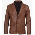 Top-Grain Cowhide Slim-Fit Business Leather Jacket