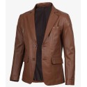 Top-Grain Cowhide Slim-Fit Business Leather Jacket