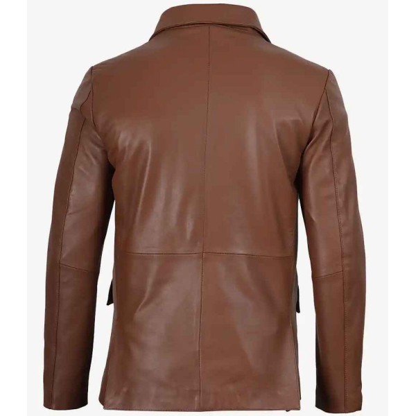 Top-Grain Cowhide Slim-Fit Business Leather Jacket