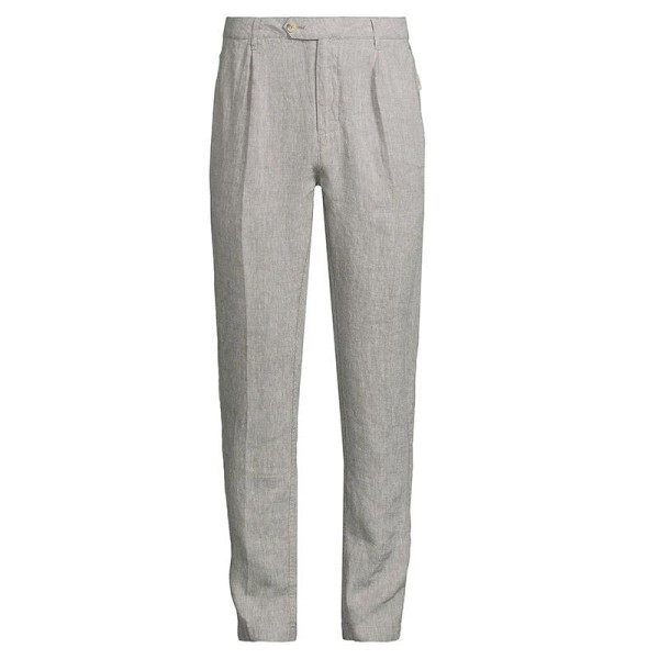 Breathable Cotton-Linen Pleated Casual Trousers