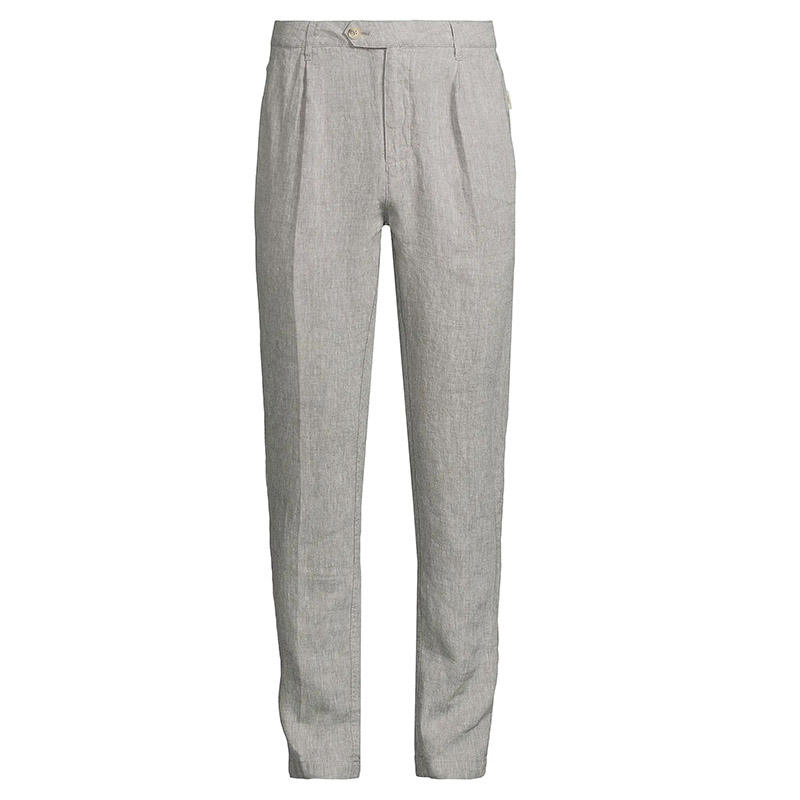 Breathable Cotton-Linen Pleated Casual Trousers
