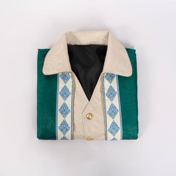 Retro Jacquard Slim-Fit Long Coat