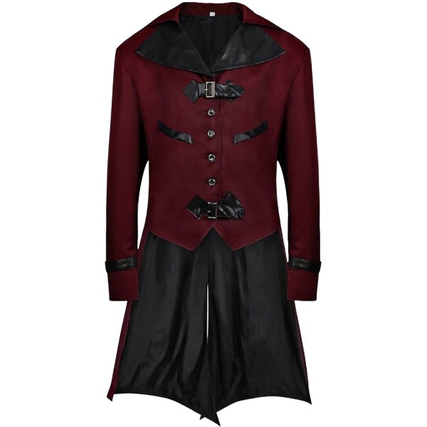 Polyester Men's Gothic-Style Long Coat