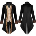 Embroidered, Metal-Accented High-Collar Gothic Tailcoat