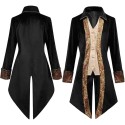 Embroidered, Metal-Accented High-Collar Gothic Tailcoat