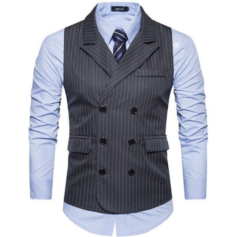 Cotton Striped Business Vest