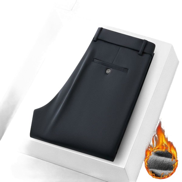 Fleece-Lined, Warm Business Casual Straight-Leg Trousers