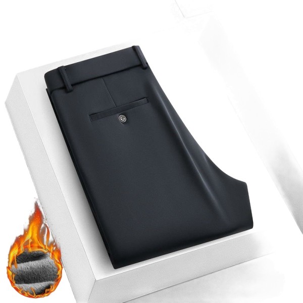 Fleece-Lined, Warm Business Casual Straight-Leg Trousers