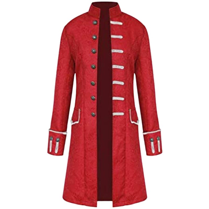 Long-Length Men's Formal Coat with Stand Collar