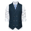 Solid-Color, Double-Breasted Men's Suit Vest