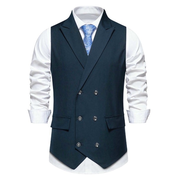 Solid-Color, Double-Breasted Men's Suit Vest