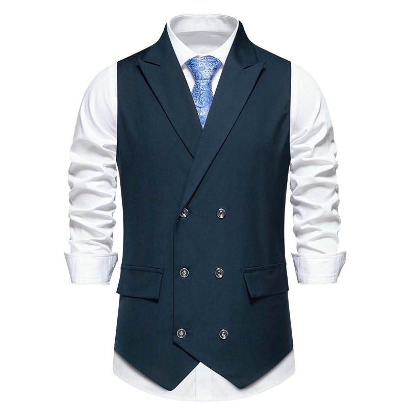 Solid-Color, Double-Breasted Men's Suit Vest