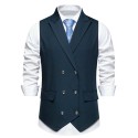 Solid-Color, Double-Breasted Men's Suit Vest