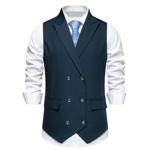 Solid-Color, Double-Breasted Men's Suit Vest