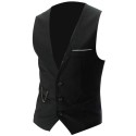 Solid-Color, V-Neck Men's Suit Vest