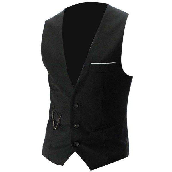 Solid-Color, V-Neck Men's Suit Vest