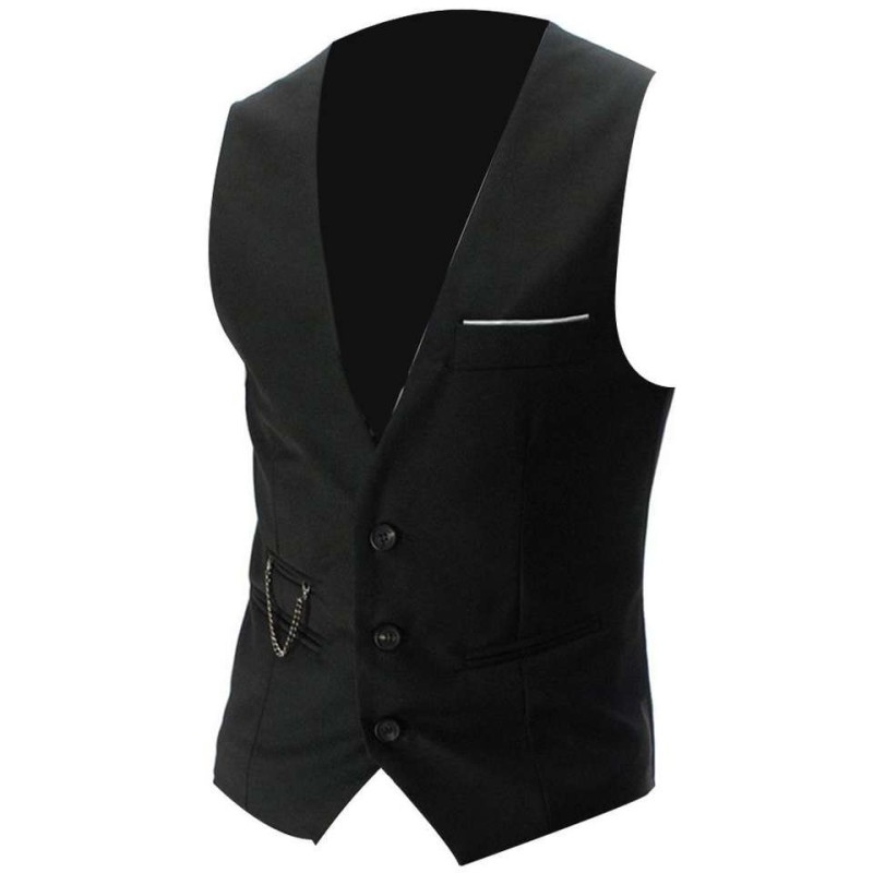 Solid-Color, V-Neck Men's Suit Vest