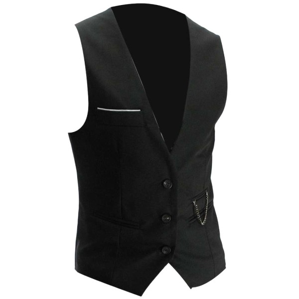 Solid-Color, V-Neck Men's Suit Vest